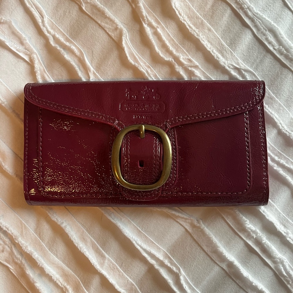 Coach Burgundy Leather Clutch